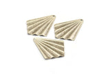 Silver Fan Charm, 8 Antique Silver Plated Brass Fan Shaped Charm, Earrings With 1 Hole, Pendants, Findings (32x25x0.4mm) A1717 H0364