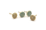 Gold Round Earring, 4 Gold Plated Brass Round Stud Earrings (8mm) SY0193
