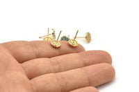 Gold Round Earring, 4 Gold Plated Brass Round Stud Earrings (8mm) SY0193