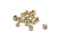 12 Jonquil Crystal Rhinestone Beads With 4 Holes Brass Setting for SS24, Charms, Pendants, Earrings - 5.3mm SS24