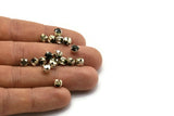 12 Jet Crystal Rhinestone Beads With 4 Holes Brass Setting for SS24, Charms, Pendants, Earrings - 5.3mm SS24