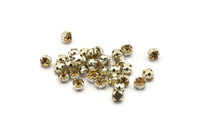 12 Golden Amber Crystal Rhinestone Beads With 4 Holes Brass Setting for SS24, Charms, Pendants, Earrings - 5.3mm SS24