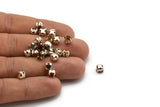 12 Amber Crystal Rhinestone Beads With 4 Holes Brass Setting for SS24, Charms, Pendants, Earrings - 5.3mm SS24