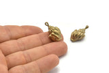 Brass Shell Charm, 2 Raw Brass Sea Shell Charm With 1 Loop (23x12mm) SY0196