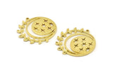 Brass Star Charm, 2 Raw Brass Star Charms With 1 Loop (32x30x1.2mm) N1710