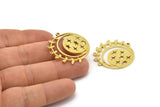 Brass Star Charm, 2 Raw Brass Star Charms With 1 Loop (32x30x1.2mm) N1710