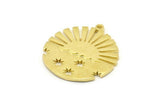 Brass Sun Charm, 2 Raw Brass Sun Charms With 1 Loop, Findings (28x26x1.5mm) N1713