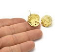Brass Sun Earring, 2 Raw Brass Sun Stud Earrings (18x1.5mm) N1712