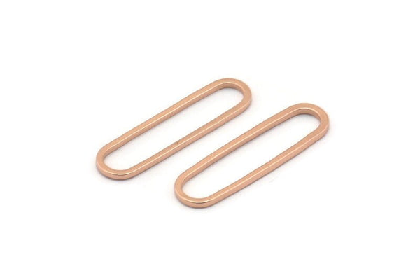 Gül Altın Oval Charm, 12 Gül Altın Kaplama Pirinç Oval Halka, Bağlantı Elemanları (25x6x1mm) BS 1735 Q0838