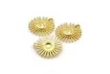 Brass Sun Charm, 4 Raw Brass Sun Charms With 1 Loop, Findings (21x20x3mm) N1716