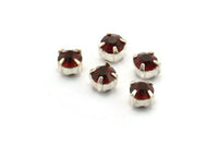 12 Siam Crystal Rhinestone Beads With 4 Holes Brass Setting for SS24, Charms, Pendants, Earrings - 5.3mm SS24