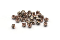 12 Light Amethyst Crystal Rhinestone Beads With 4 Holes Brass Setting for SS24, Charms, Pendants, Earrings - 5.3mm SS24