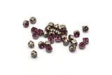 12 Fuchsia Crystal Rhinestone Beads With 4 Holes Brass Setting for SS24, Charms, Pendants, Earrings - 5.3mm SS24