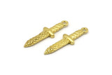 Brass Knife Charm, 6 Raw Brass Knife Charms With 1 Loop (28x7x2mm) N1647