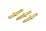 Brass Knife Charm, 6 Raw Brass Knife Charms With 1 Loop (28x7x2mm) N1647