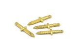 Brass Knife Charm, 6 Raw Brass Knife Charms With 1 Loop (28x7x2mm) N1647