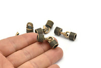 Leather Hook Caps, Oxidized Bronze Leather Cord Ends, Hook Ends for 6mm Leather Cord (17x14x9mm) N0021