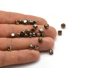 12 Amber Crystal Rhinestone Beads With 4 Holes Brass Setting for SS24, Charms, Pendants, Earrings - 5.3mm SS24