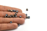 12 Light Sapphire Crystal Rhinestone Beads With 4 Holes Brass Setting for SS24, Charms, Pendants, Earrings - 5.3mm SS24