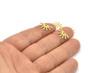 Brass Sun Charm, 24 Textured Raw Brass Sun Charms With 1 Hole (8x15x0.80mm) M02409