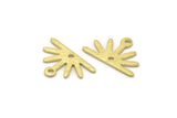 Brass Sun Charm, 24 Textured Raw Brass Sun Charms With 1 Loop And 1 Hole (10x15x0.80mm) M02414