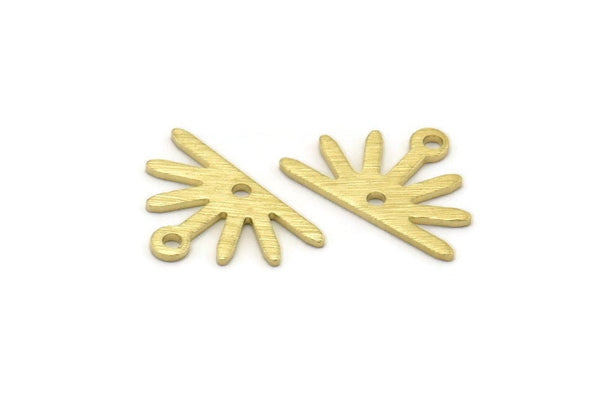 Brass Sun Charm, 24 Textured Raw Brass Sun Charms With 1 Loop And 1 Hole (10x15x0.80mm) M02414
