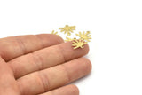 Brass Sun Charm, 24 Textured Raw Brass Sun Charms With 2 Loops (12x15x0.80mm) M02412
