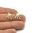Brass Sun Charm, 24 Raw Brass Sun Charms With 2 Loops (18x17x0.80mm) M02419