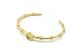 Brass Round Cuff, Raw Brass Round Cuff Stone Setting With 1 Pad -  Pad Size 8mm N1684