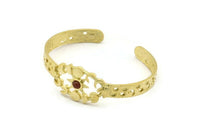 Brass Moon Cuff,  Raw Brass Moon Phases Cuff Stone Setting With 1 Pad -  Pad Size 4mm N1657