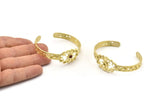 Brass Moon Cuff,  Raw Brass Moon Phases Cuff Stone Setting With 1 Pad -  Pad Size 4mm N1657