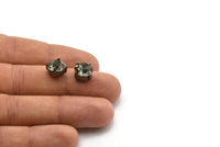 20 Ss47 Black Diamond Chaton Sew On Crystal Rhinestone Gunmetal Prong Setting 4 Hole Slider
