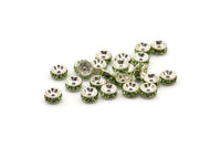 Vintage Green Bead, 16 Vintage Silver Swarovski Rondelle Beads (6x3mm) Sr58 Y282