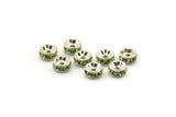Vintage Green Bead, 12 Vintage Silver Swarovski Rondelle Beads (5x2.5mm) Y281 Y273