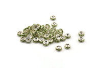 Vintage Green Bead, 12 Vintage Silver Swarovski Rondelle Beads (5x2.5mm) Y281 Y273