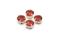 12 Light Siam Diamond Chaton Sew On Rhinestone Brass Prong Setting 4 Hole Slider 8.3mm SS39