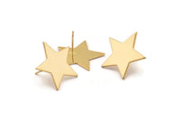 Gold Star Earring, 2 Gold Plated Brass Star Stud Earrings (22x1mm) BS 1859 A1812