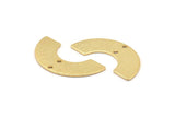 Gold Geometric Charm, 2 Textured Gold Plated Brass Semi Circle Pendants With 2 Holes (30x15x8x0.80mm) A1892