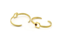 Brass Hexagon Cuff, Raw Brass Hexagon Cuff Stone Setting With 1 Pad -  Pad Size 6mm N1675