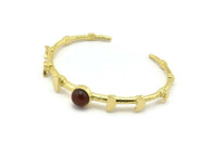 Brass Moon Cuff,  Raw Brass Moon Phases Cuff Stone Setting With 1 Pad -  Pad Size 8mm N1672
