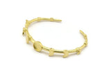 Brass Moon Cuff,  Raw Brass Moon Phases Cuff Stone Setting With 1 Pad -  Pad Size 8mm N1672
