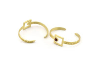 Brass Square Cuff, Raw Brass Square Cuff Stone Setting With 1 Pad -  Pad Size 6mm N1678
