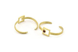 Brass Square Cuff, Raw Brass Square Cuff Stone Setting With 1 Pad -  Pad Size 6mm N1678