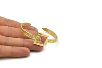 Brass Square Cuff, Raw Brass Square Cuff Stone Setting With 1 Pad -  Pad Size 6mm N1678
