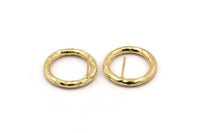 Gold Ring Earring, 2 Hammered Gold Plated Brass Ring Stud Earrings (23x3mm) N1501 A2390