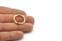 Gold Ring Earring, 2 Hammered Gold Plated Brass Ring Stud Earrings (23x3mm) N1501 A2390