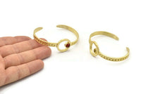 Brass Round Cuff, Raw Brass Round Cuff Stone Setting With 1 Pad -  Pad Size 6mm N1681