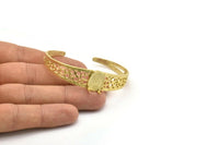 Brass Geometric Cuff, Raw Brass Geometric Cuff Stone Setting With 1 Pad -  Pad Size 15x11mm N1664