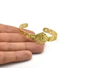 Brass Bee Cuff, Raw Brass Bee And Honeycomb Cuff Stone Setting With 1 Pad - Pad Size 6mm N1655