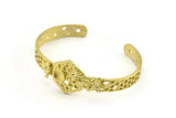Brass Bee Cuff, Raw Brass Bee And Honeycomb Cuff Stone Setting With 1 Pad - Pad Size 6mm N1655